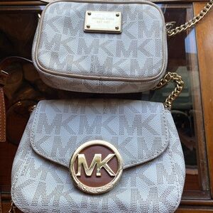 Michael Kors Cream and Gold Crossbody Bag Duo